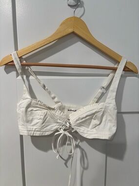 For Love & Lemons White Lace-Up Bustier Bralette